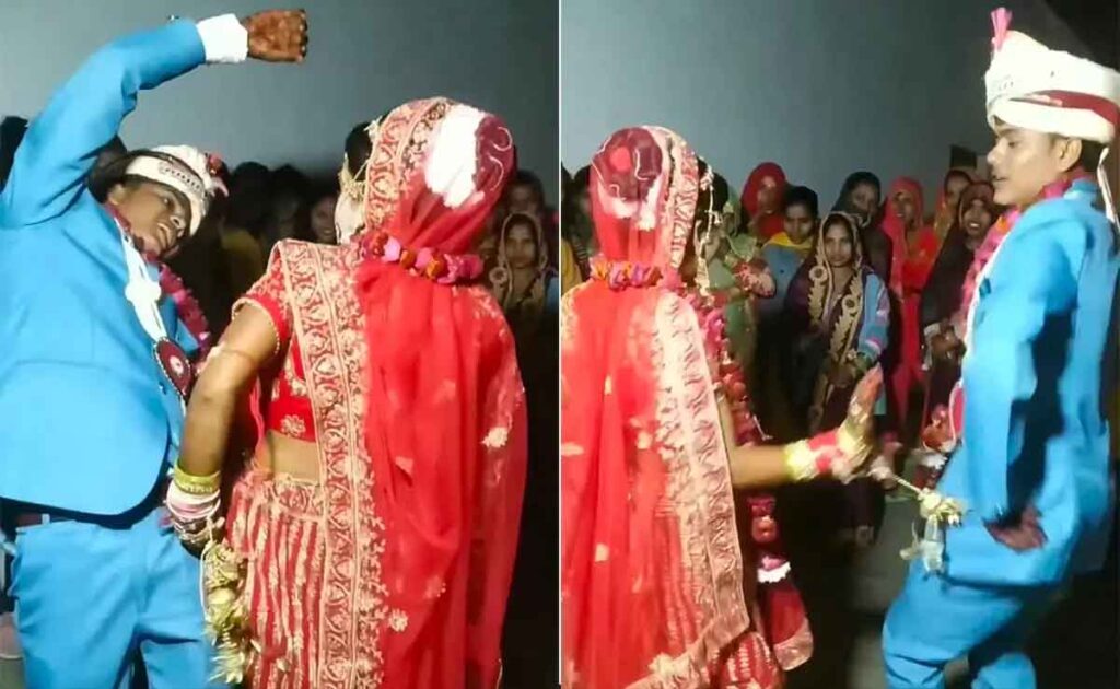 VIDEO: भोजपुरी गाना बजते ही आउट ऑफ कंट्रोल हुए दूल्हा दुल्हन, डांस देख लोग बोले ’36 के 36 गुण मिल गए’…