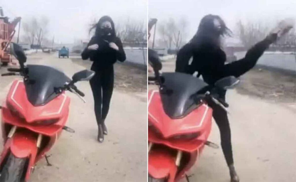 Viral Video: कूल बनने के चक्कर में हो गया खेला, बाइक पर स्टाइल मारते हुए बैठ रही थी लड़की, तभी…