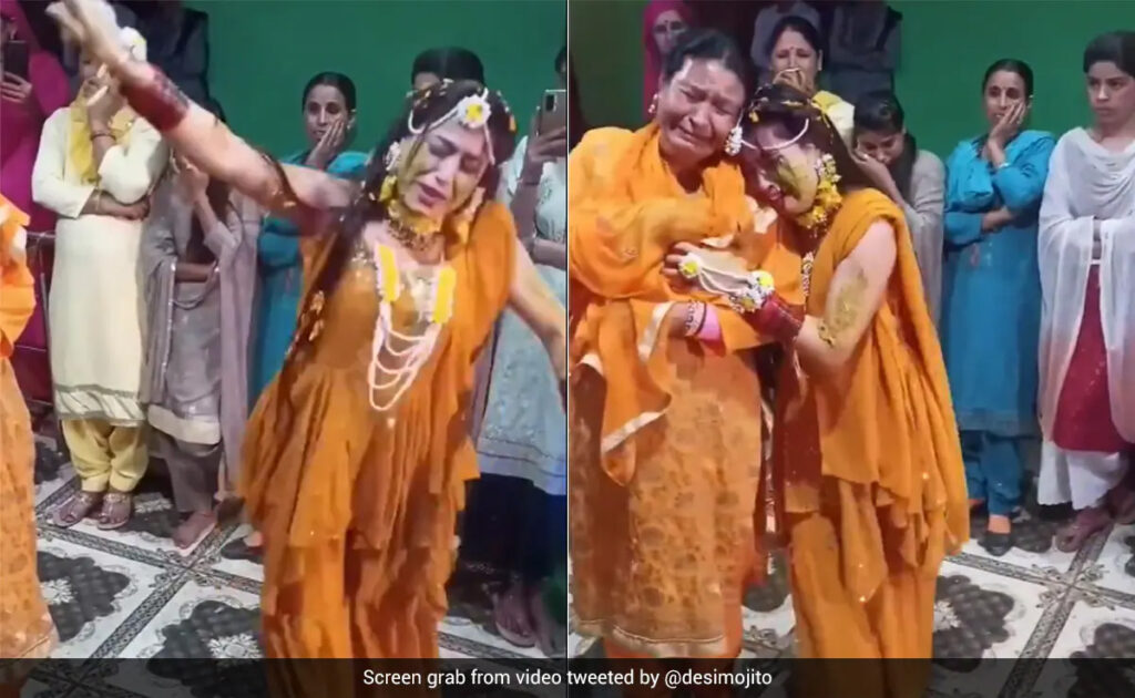 शादी में नाचते-नाचते मां से लिपट कर रोने लगी दुल्हन, लेकिन बिना रुके करती रही डांस, लोग बोले- ये लड़की बड़ी फिल्मी है…