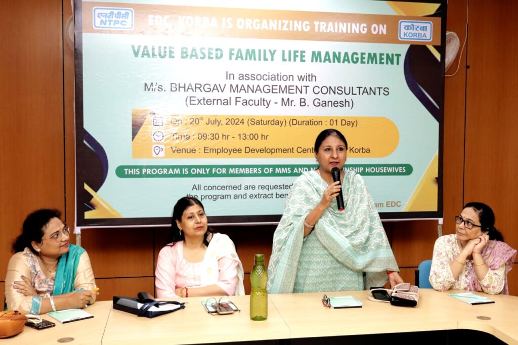 एनटीपीसी कोरबा द्वारा मूल्य-मूलिक परिवार जीवन प्रबंधन पर प्रशिक्षण संचालित…