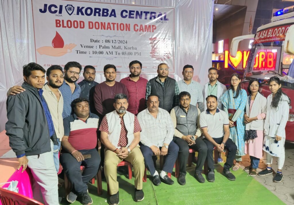 जेसीआई कोरबा सेंट्रल द्वारा मानवता की सेवा हेतु करवाया 56 यूनिट रक्तदान …