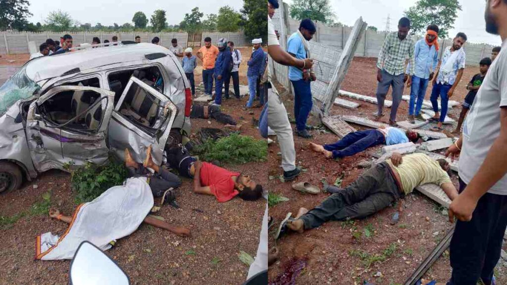 तेज रफ्तार कार अनियंत्रित होकर दीवार से जा टकराई…तीन की मौत, दो की हालत गंभीर..