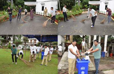 रायपुर : राजभवन परिसर में अधिकारियों-कर्मचारियों ने की साफ-सफाई