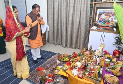 रायपुर : मुख्यमंत्री श्री विष्णु देव साय ने की गोवर्धन पूजा, प्रदेश की सुख-समृद्धि और खुशहाली की कामना की