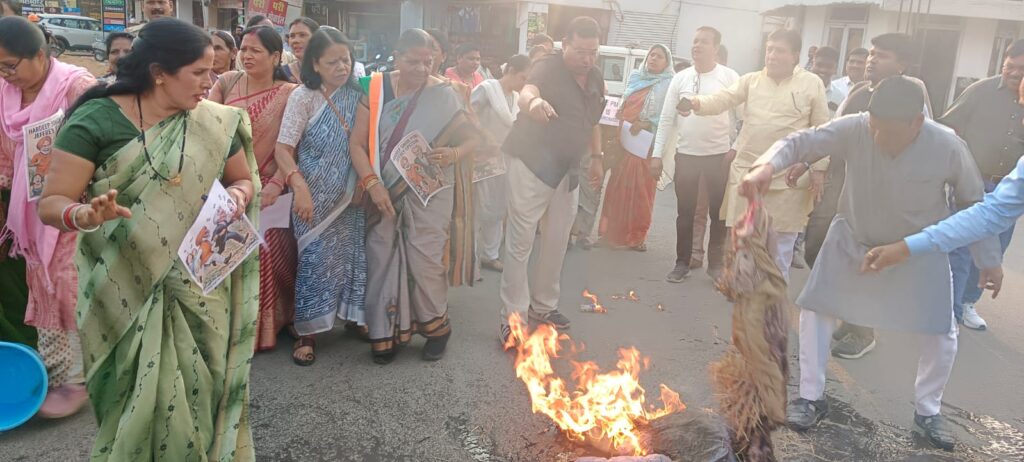 राष्ट्रीय एवं प्रदेश महिला कांग्रेस के निर्देश पर एपस्टीन फाइल में हुए खुलासे को लेकर को केंद्रीय मंत्री हरदीप सिंह पुरी का किया गया पुतला दहन…